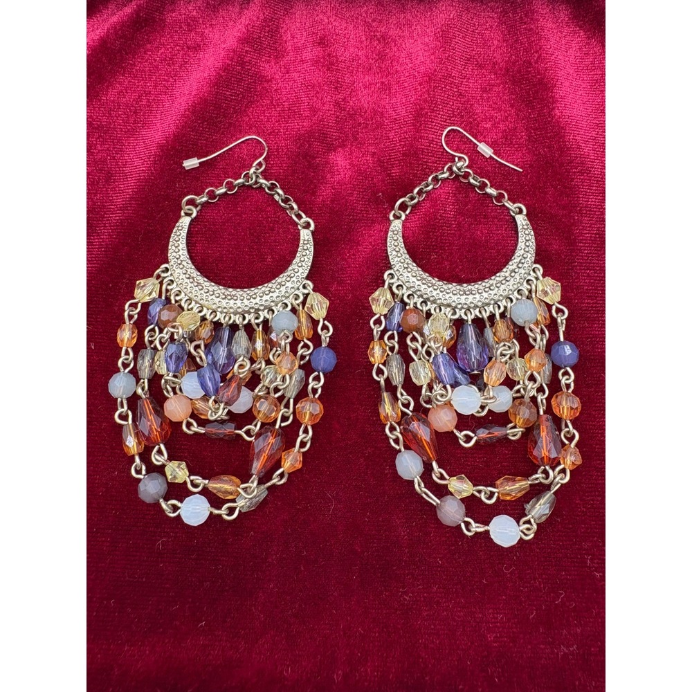 Boho Antique Gold Multi Color Beaded Chandelier‎ Statement Drop Earrings